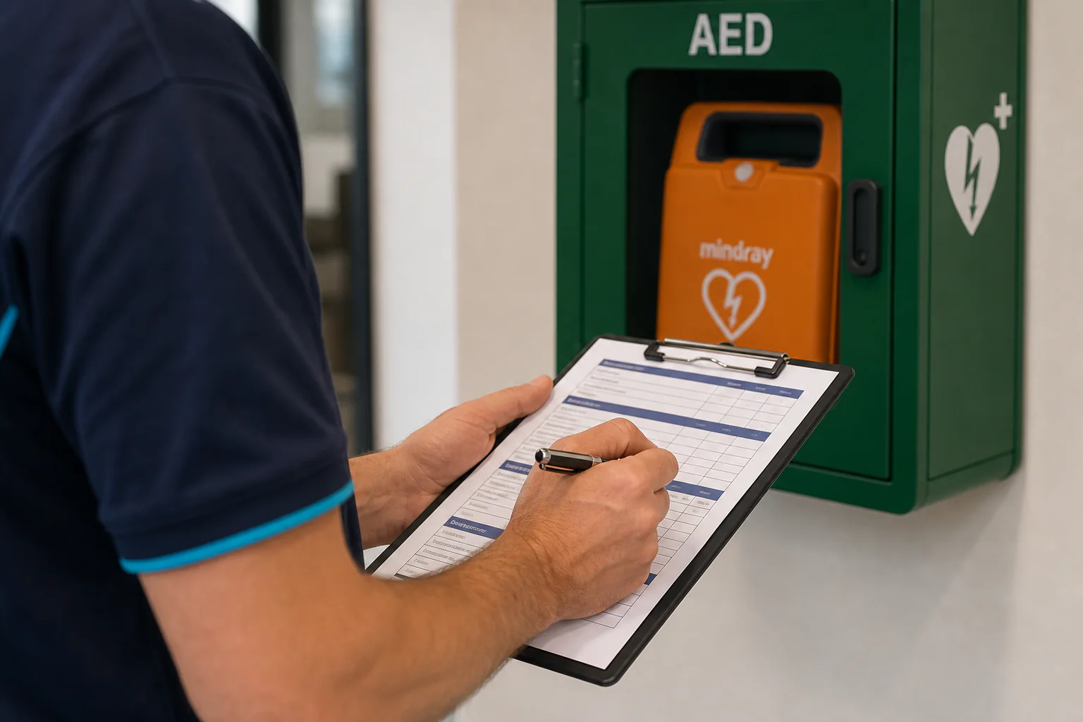 SafePulse working through an AED maintenance checklist on-site