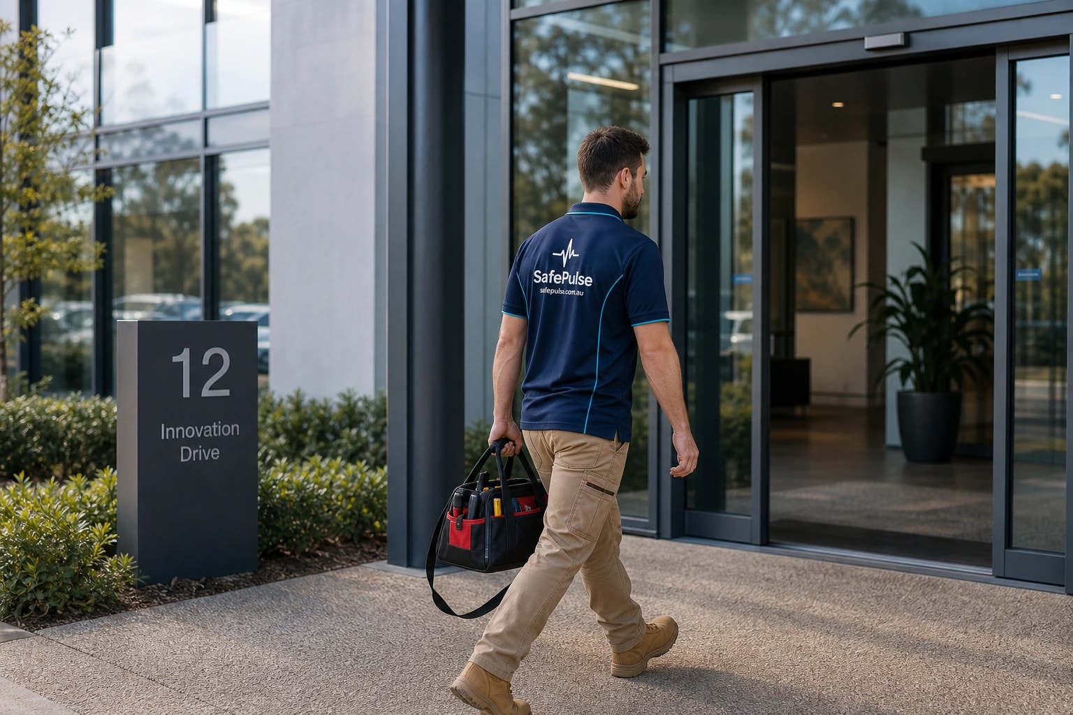 SafePulse technician on-site at a Australian Capital Territory commercial building