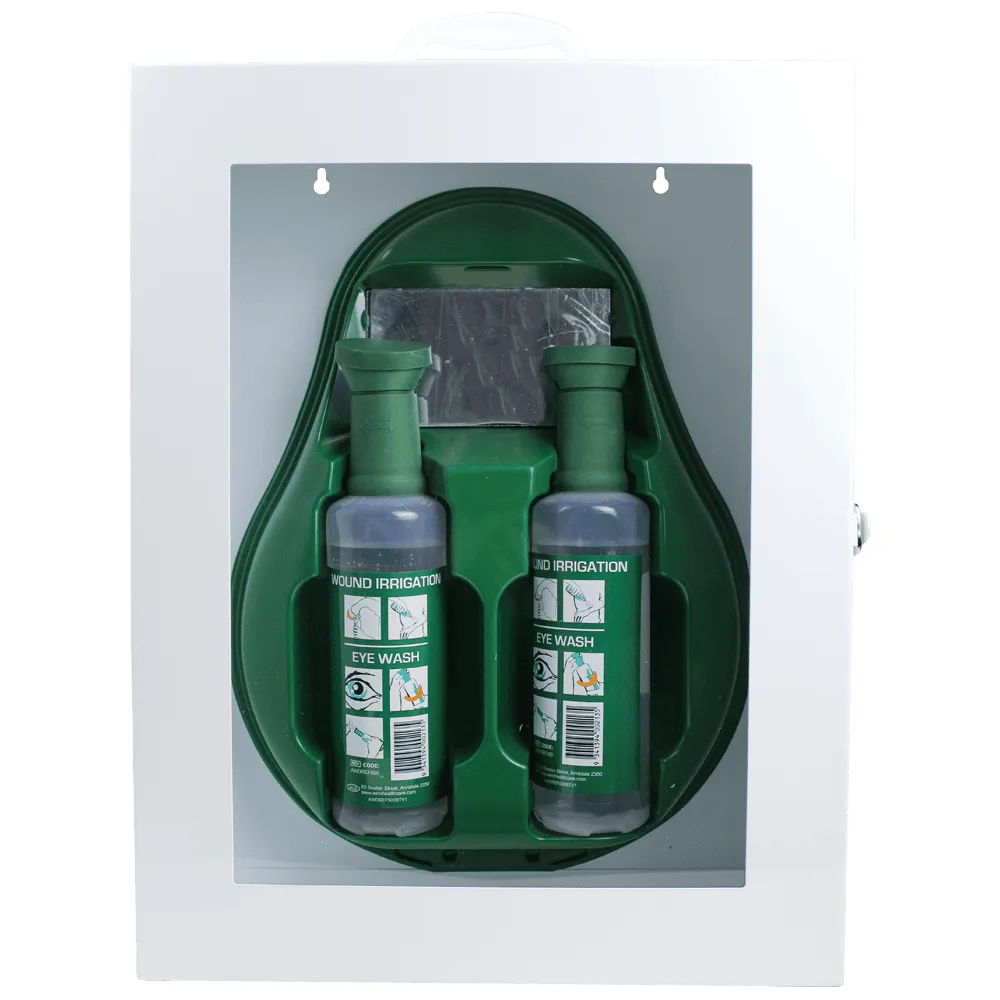 AEROWASH Drop Eyewash Station in Metal Cabinet with Perspex Front
