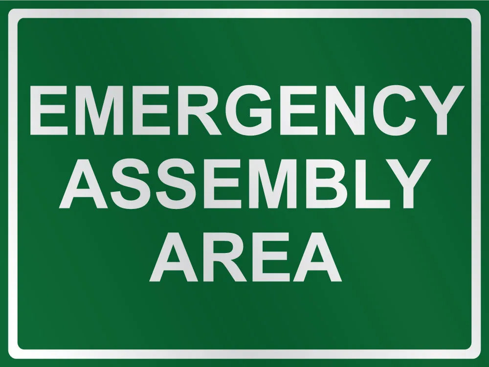Emergency Assembly Area Sign, Aluminium Composite 600 x 450mm