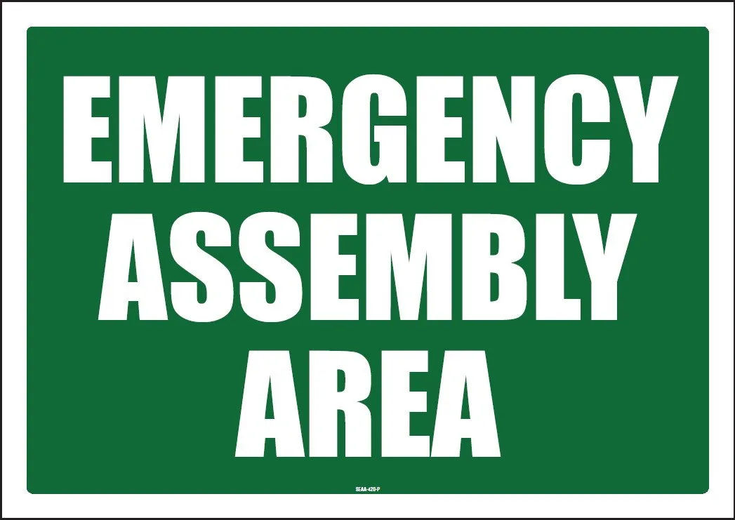 Emergency Assembly Area Sign, Plastic 312 x 297mm