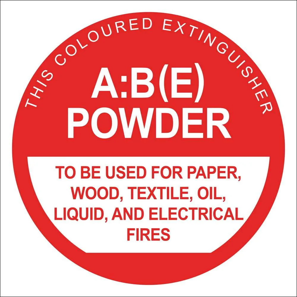 ABE Dry Chemical Extinguisher Identification Sign, 190 x 190mm