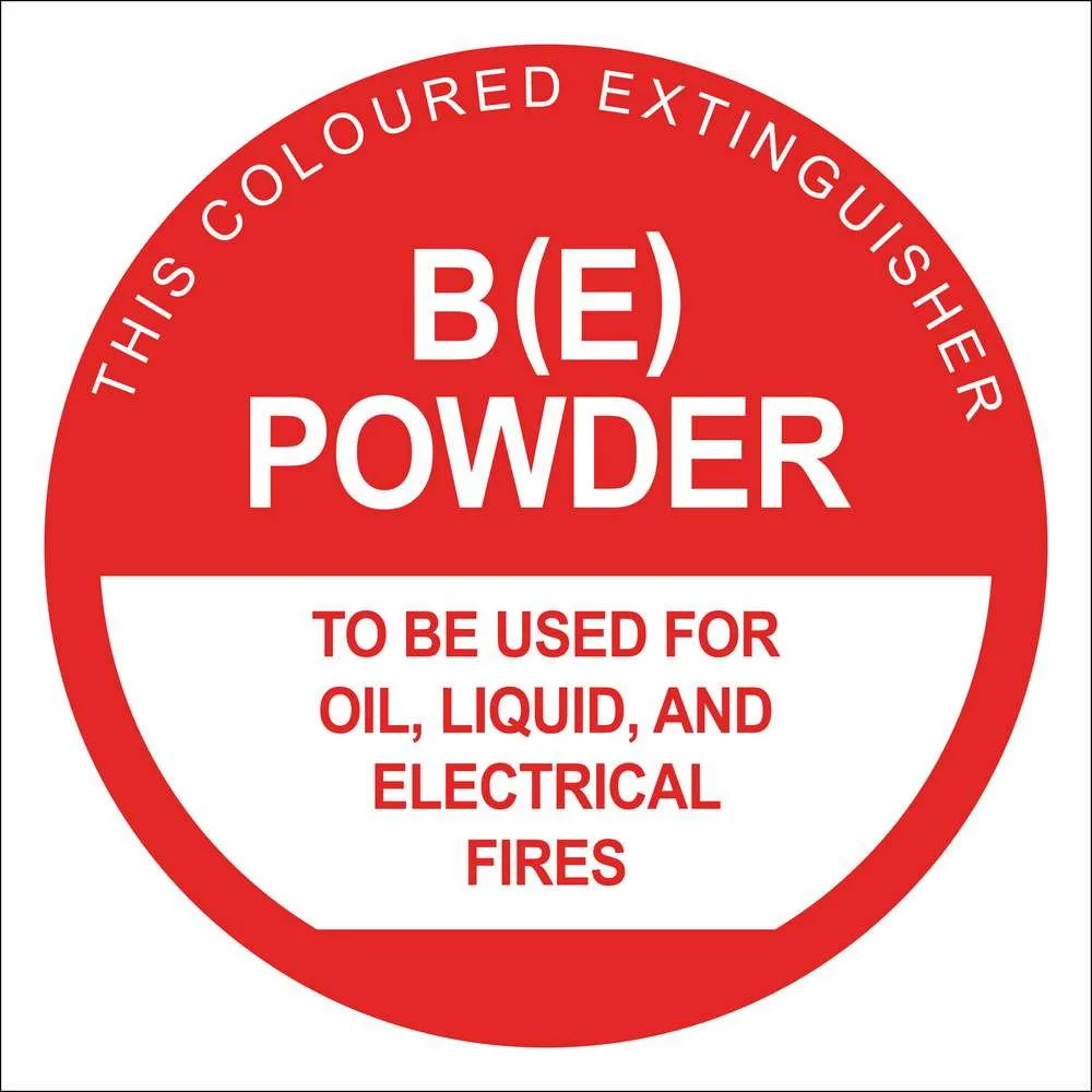BE Dry Chemical Extinguisher Identification Sign, 190 x 190mm
