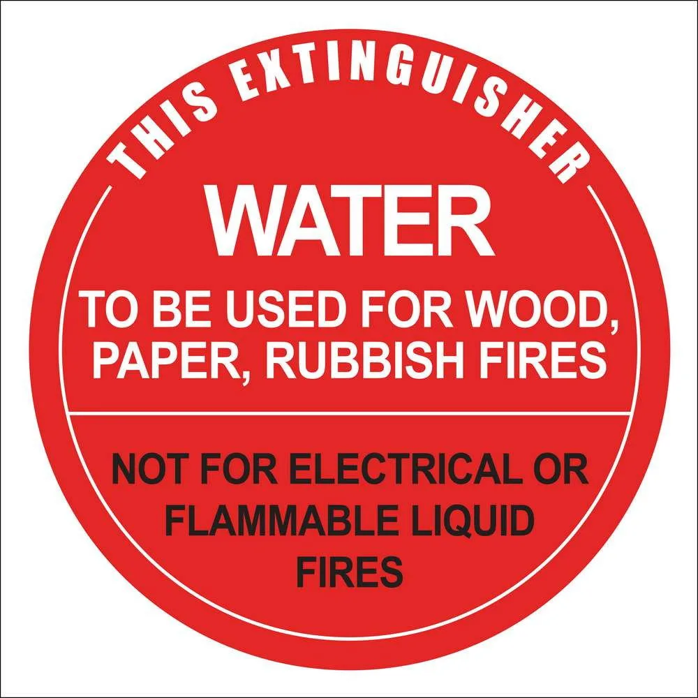 Air Water Extinguisher Identification Sign, 190 x 190mm