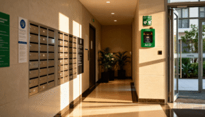 AED installed by Safepulse in a lobby of an Adelaide commercial property